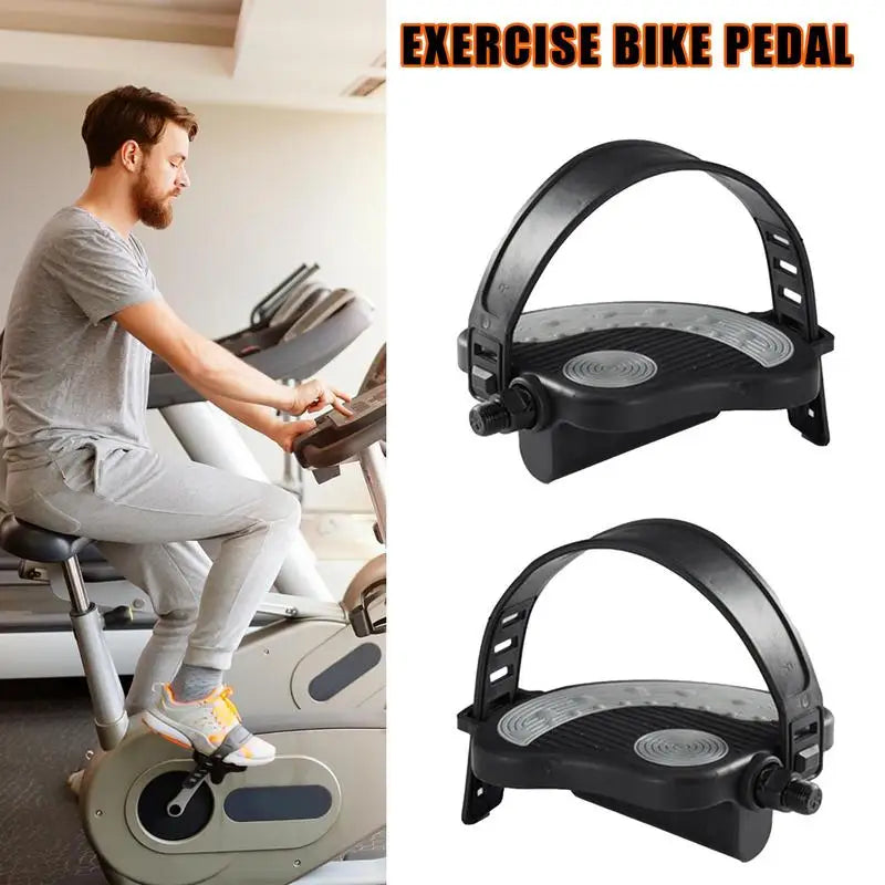 Exercise Bike Pedals Non-Slip Bike Pedals For Exercise Exercise Bike Pedals With Straps 1/2 For Spin Cycling Bike Indoor