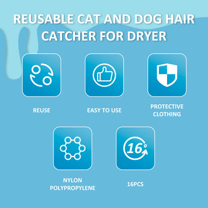 16Pcs Laundry Pet Hair Remover Reusable Washing Hair Catcher Floating Pet Hair Removal Balls Lint Remover Balls Easy to Use New