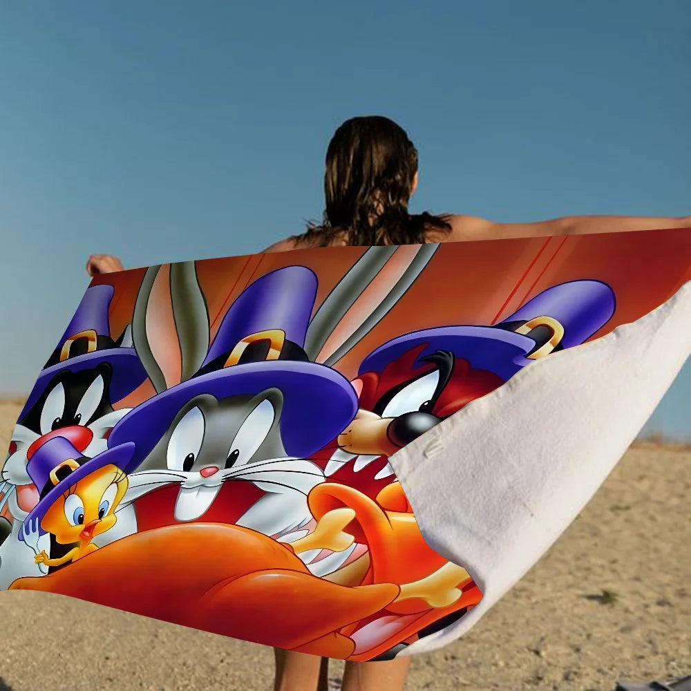 L-Looney-Tunes Beach Towel Cartoon Cute Summer Kids Large Bath Pool Beach Towel Microfiber Absorbent For Swimming Travel