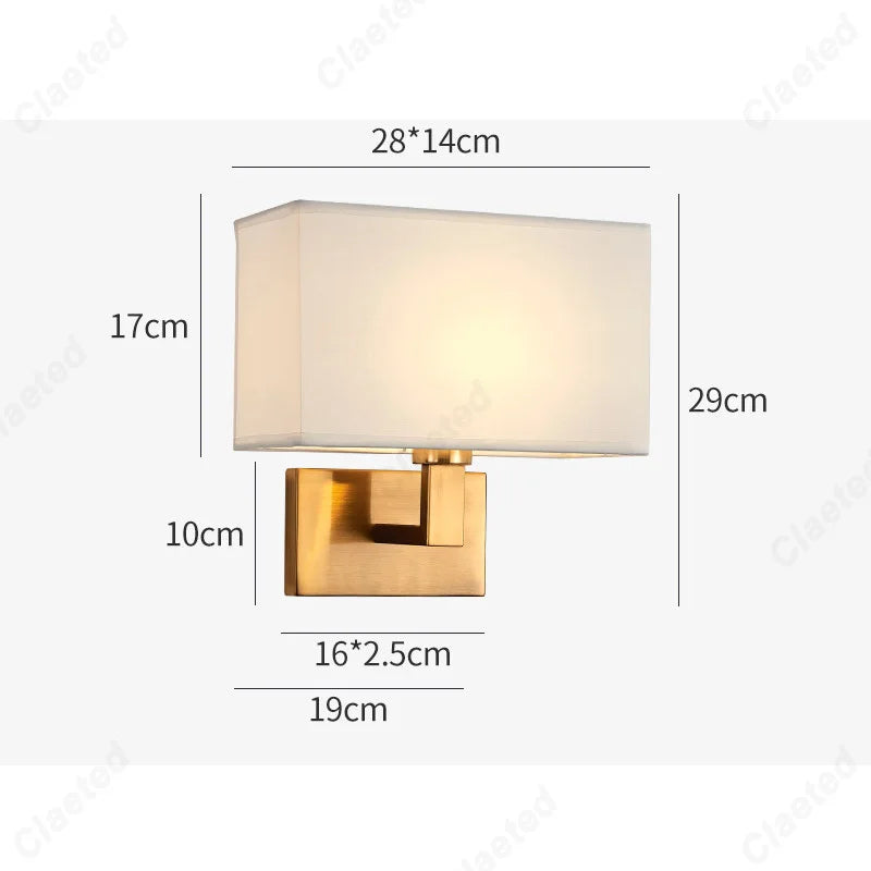 LED Fabric Lampshade E27 Decorative Wall Lamp Indoor Corridor Living Room Bedroom Bedside Wall Lamp Decorative Lighting Fixture