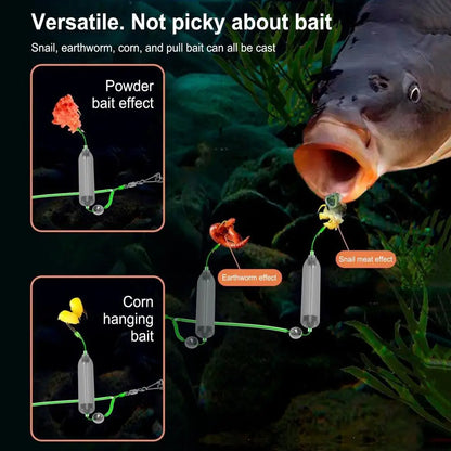 2Hooks Fishing Hair Rigs Hook Reverse Bottom Fishing Rig Reverse Anti-Snag Attractor For River Pier Offshore