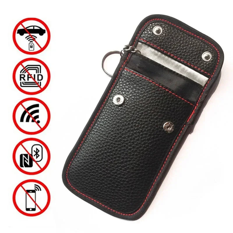 1x Car Anti-theft Car Key Fob RFID Signal Blocker Faraday Signal Blocking Pouch Bag Key Wallets Car Interior Accessories