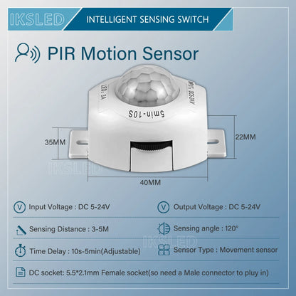 Smart Motion Sensor Light Switch Adjustable Timer, Automatic Movement Detector PIR Infrared Human Controller LED Strip Light