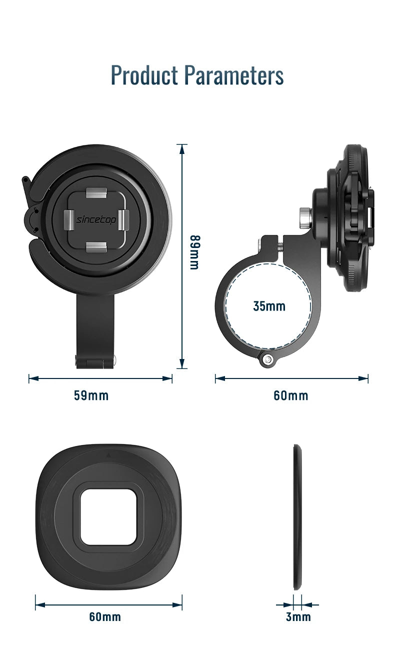 Magnetic Bike & Motorcycle Phone Mount - Universal Smartphone Holder with GPS Support, Secure Magnetic Attachment for Cycling