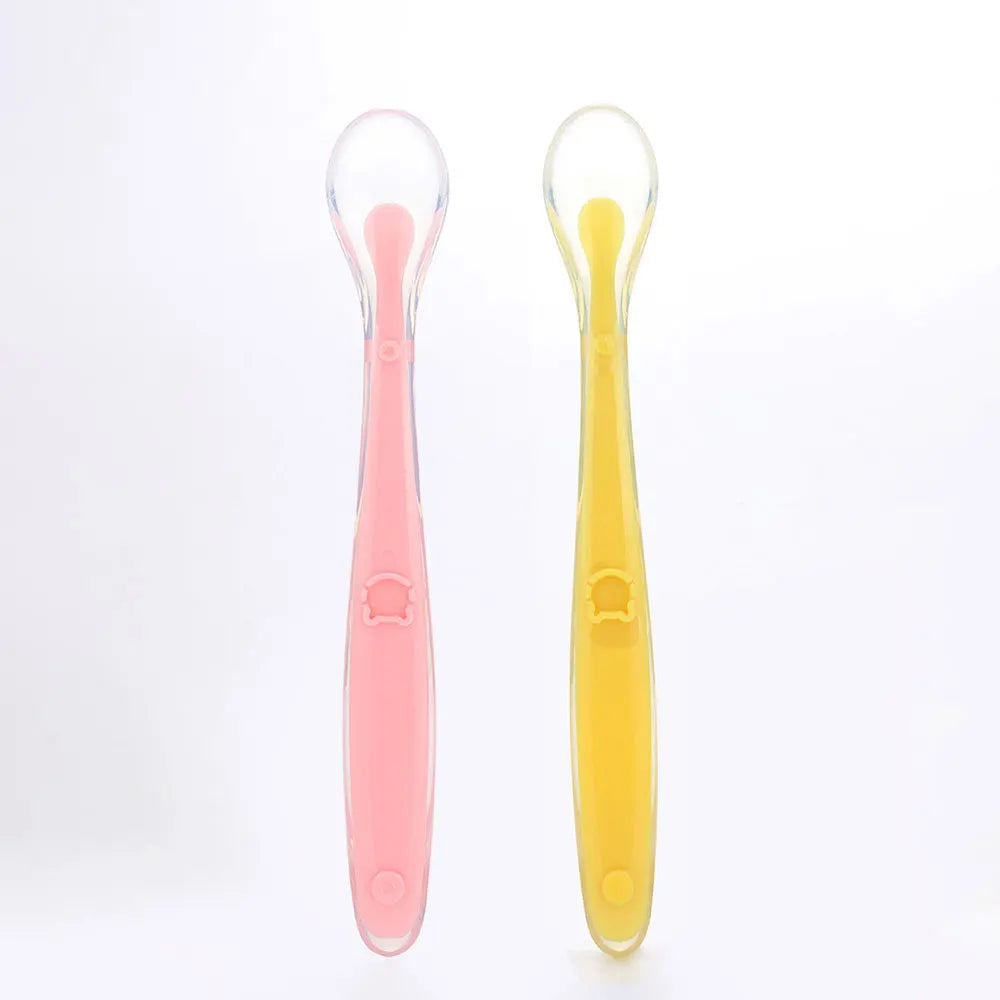 2 pcs Silicone Spoon for Baby Infant Feeder Spoons for Children Kids Soft Safety Feeding Spoons BPA Free Baby Utensils Flatware