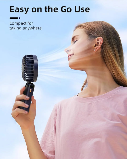 Portable handheld fan with high battery life and infinite speed regulation 90 ° adjustable, rechargeable mini cute small fan