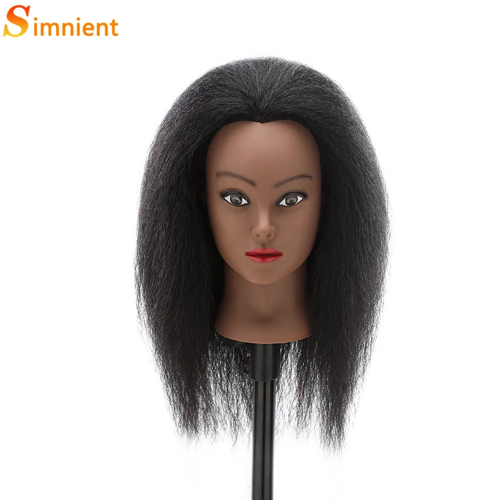 18 Inch Headdoll Mannequin Head 100% Real Human Hair for Cosmetology Manikin Doll Head Hairdresser Hairstylist Training Practice