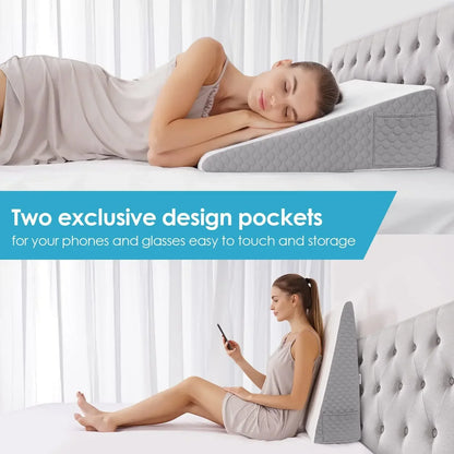 Wedge Pillows for Sleeping, Bed Pillow for After Surgery, Body Positioners for Leg Elevation, Acid Reflux, Gerd, Snoring Relief
