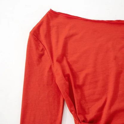 One Shoulder T Shirts For Women Aesthetic Clothes Sashes Crop Top Y2k Accessories Long Sleeve Lady Tshirt Ropa Mujer Camisetas