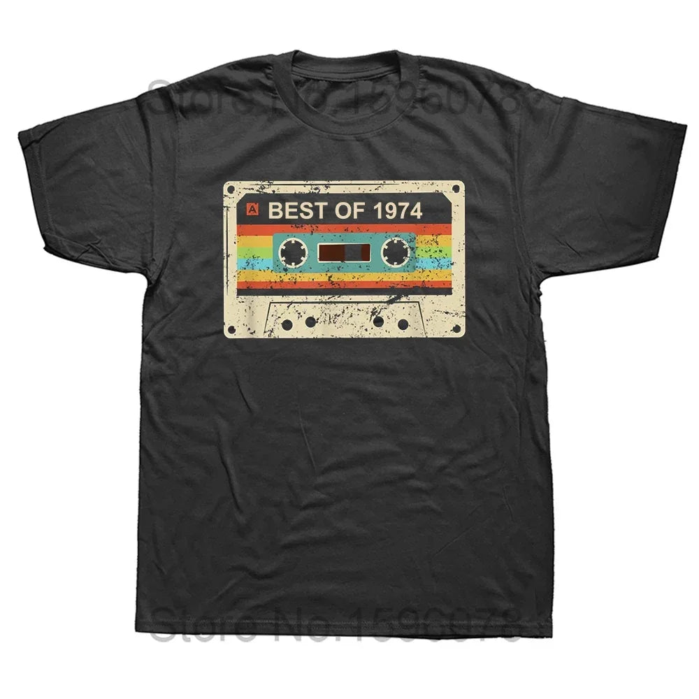 Vintage 1974 Limited Edition Cassette T Shirt Harajuku 50th 50 Years Old Birthday Party Retro Tshirt mens Clothes
