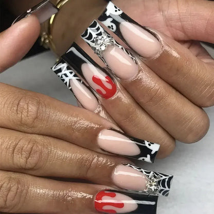 24pcs Press on Nails Short Almond Bowknot Black Press on Nails White Pearl Sweet French Tip Press on Nails Cute Nail Artificial