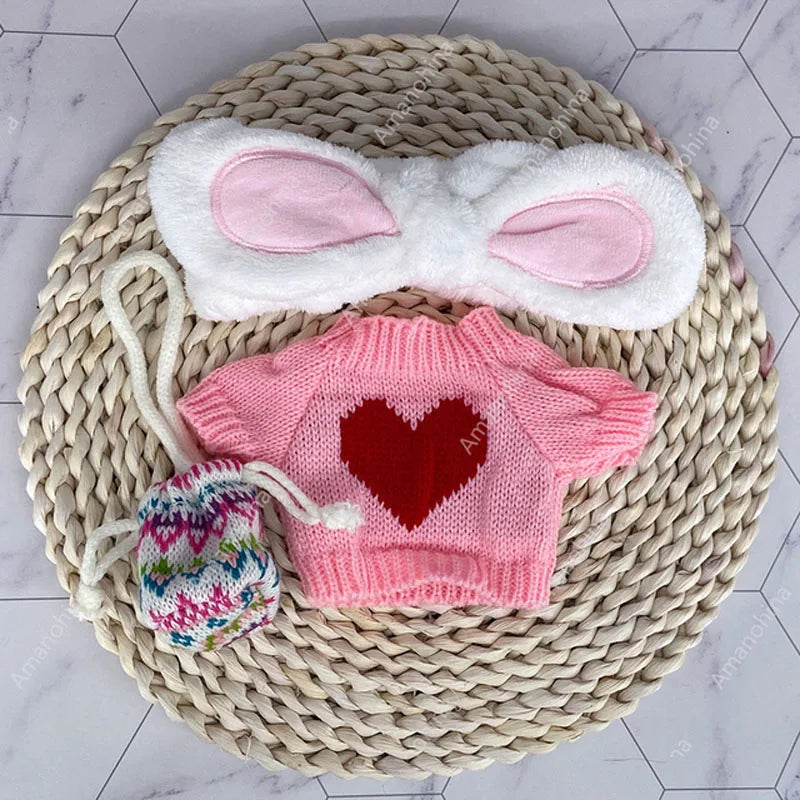 1set Clothes Suit Exquisite Soft Knitted Sweater DIY Accessories For 30cm Kawaii Yellow Duck Lalafanfan Plush Toys Stuffed Dolls