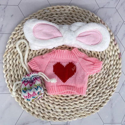 1set Clothes Suit Exquisite Soft Knitted Sweater DIY Accessories For 30cm Kawaii Yellow Duck Lalafanfan Plush Toys Stuffed Dolls