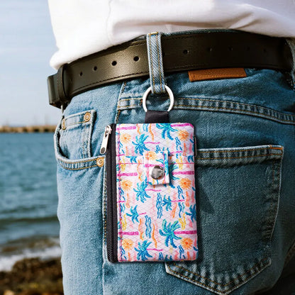 RFID Blocking Small Wallet Lightweight Slim Mini Wallet with Card & Clear ID Window - Zippered, Key Ring