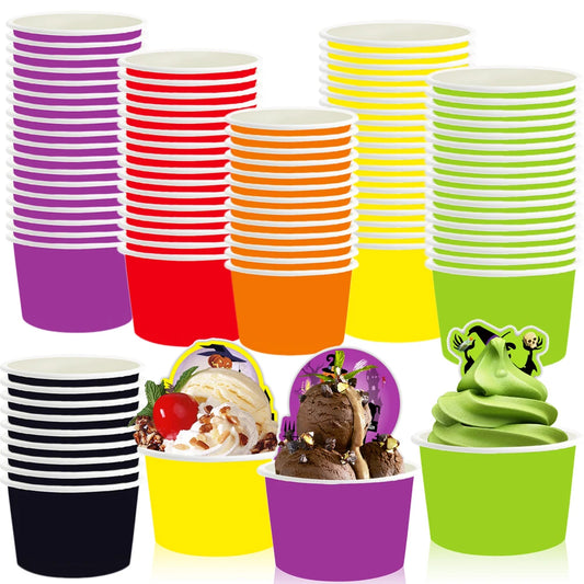 12/24/30PCS Color Colored Treat Snack Bowl Ice Cream Cups Disposable Dessert Bowls Color Colored DIY Food Cups Party Supplies