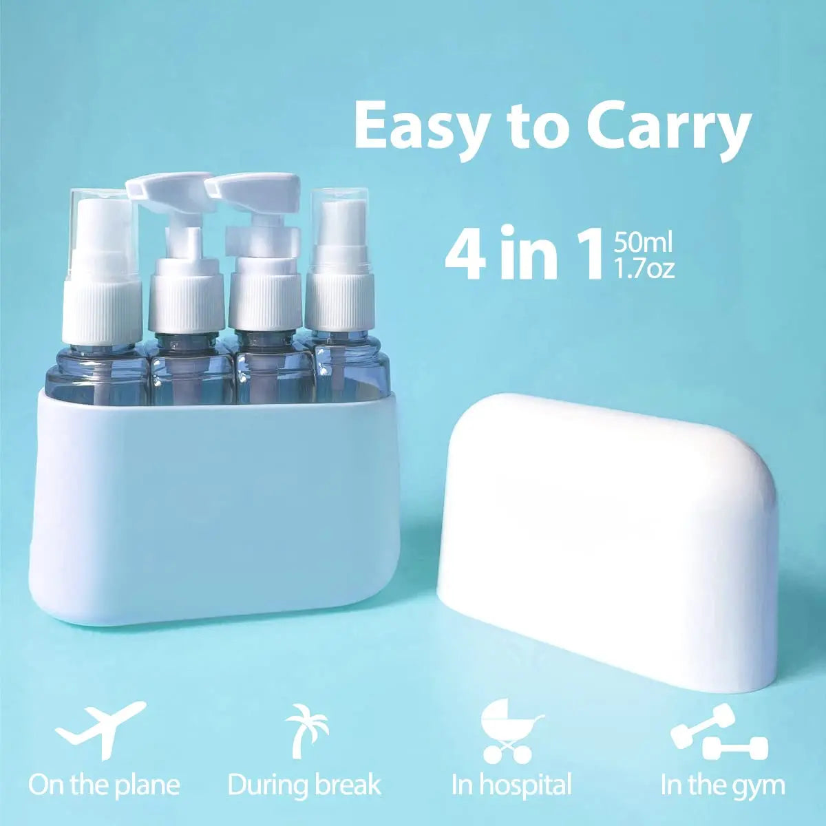 Travel Size Toiletries,4pcs Travel Container,Travel Bottle Leak Proof with Label,TSA Approved Reusable Containers For Toiletries