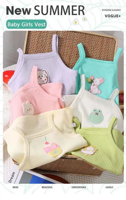 Baby Girls T-shirts for Kids Summer Sleeveless Knitted Tops Vest Outfits Girls Cute Halter Tops Tees Children Clothing 1-12 Year