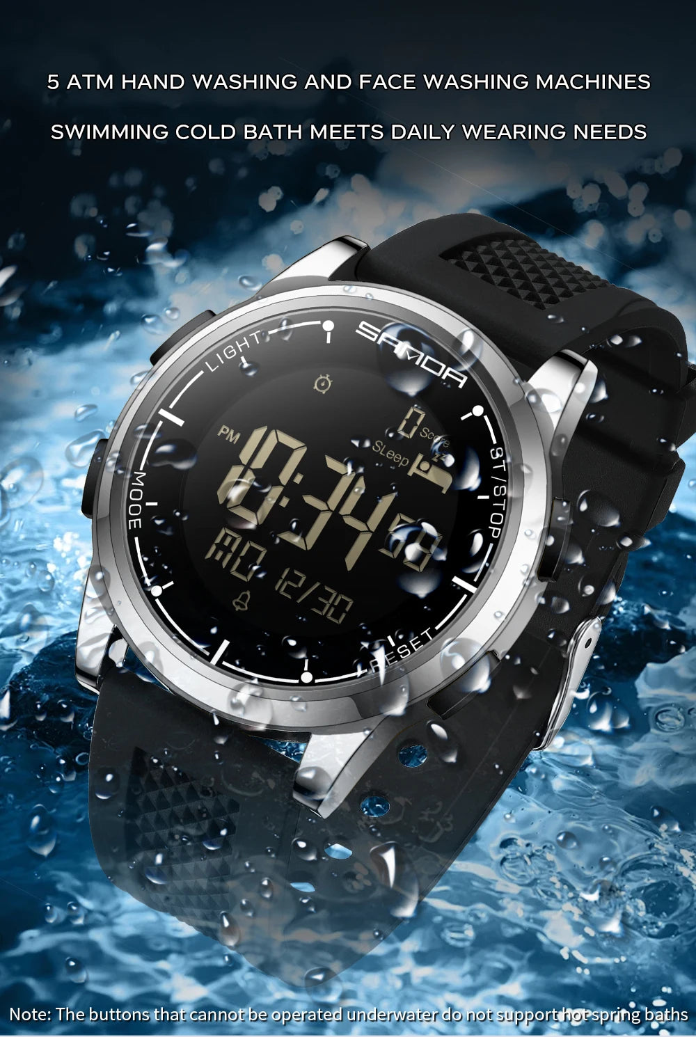 SANDA 9064 Student Sports Quartz LED Electronic Watch Calorimeter Step Electronic Watch Sleep Monitoring Smart Electronic Watch