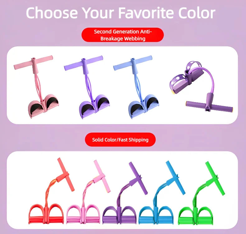 Four-Tube Pedal Tensioner Multi-Functional Household Fitness Equipment Yoga Abdominal Strengthening Elastic Band Tension Rope