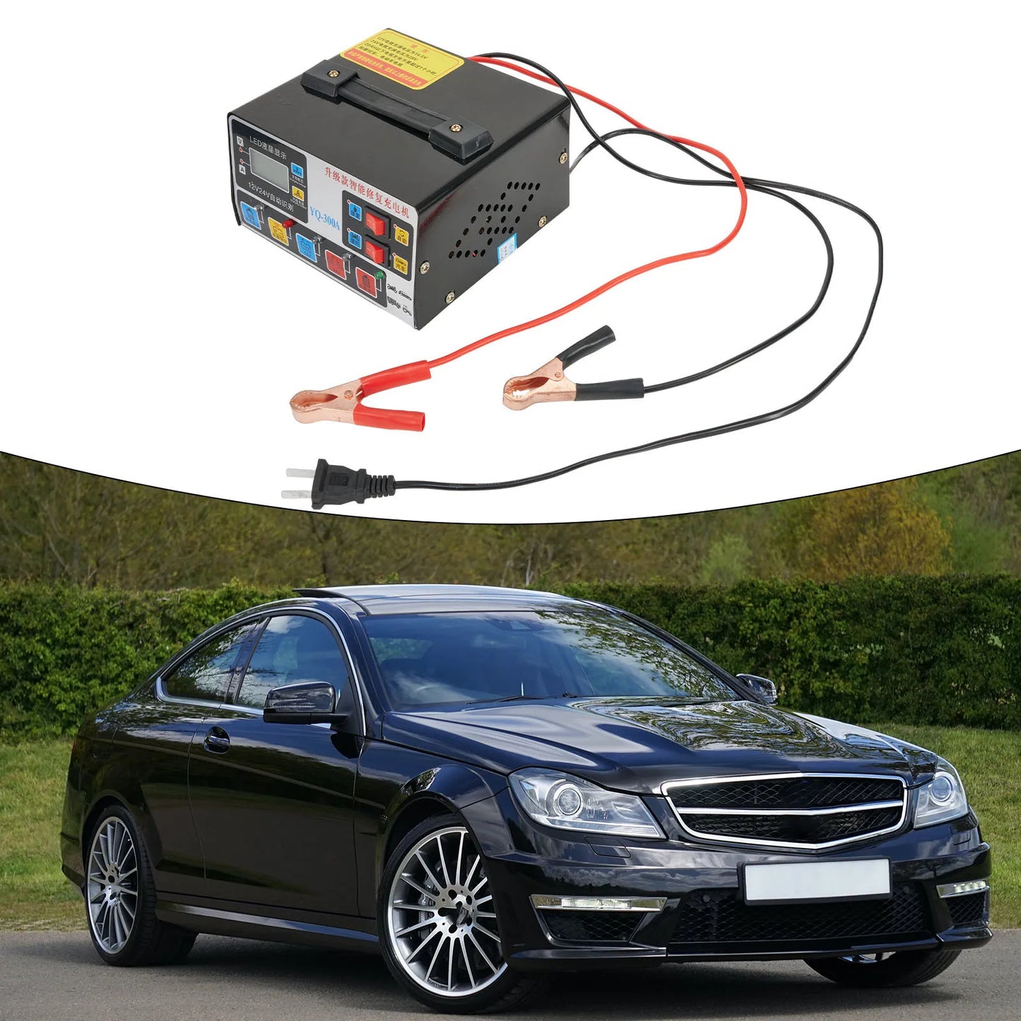 12V/24V Car Battery Charger Heavy Duty Car Battery Charger 220W Full Automatic Car Battery Charger Repair Battery Charger