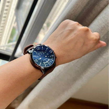 Large Dial Unisex Watch for Men and Women Blue Light Glass Leather Strap Casual Wristwatch Luxury Gift Clock Dropshipping