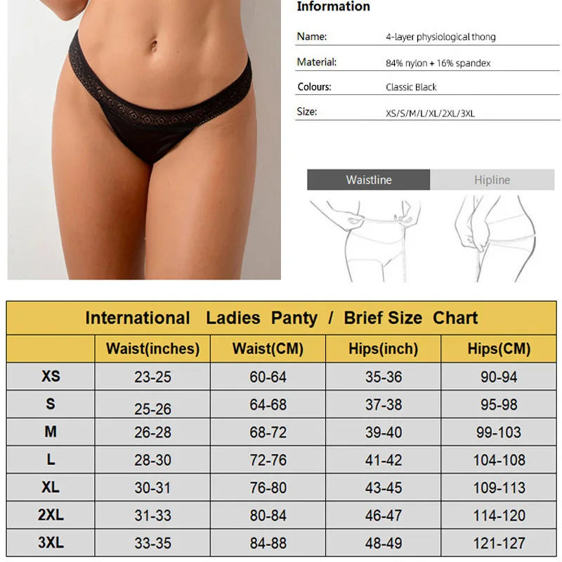 4 Layer Leakproof Menstrual Period Panties Sexy Ladies Thong Menstrual Period Leak Proof Underwear Physiological Pants