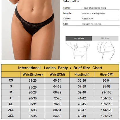 4 Layer Leakproof Menstrual Period Panties Sexy Ladies Thong Menstrual Period Leak Proof Underwear Physiological Pants