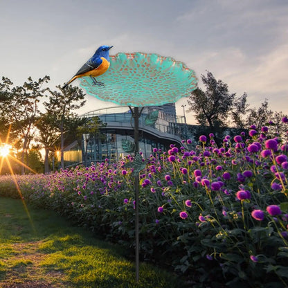 Bird Bath Feeder Bowl 5-Pronged Base Metal Bird Feeder Freestanding Birdbath for Yard Patio Outdoors Garden Iron Pedestal Stake