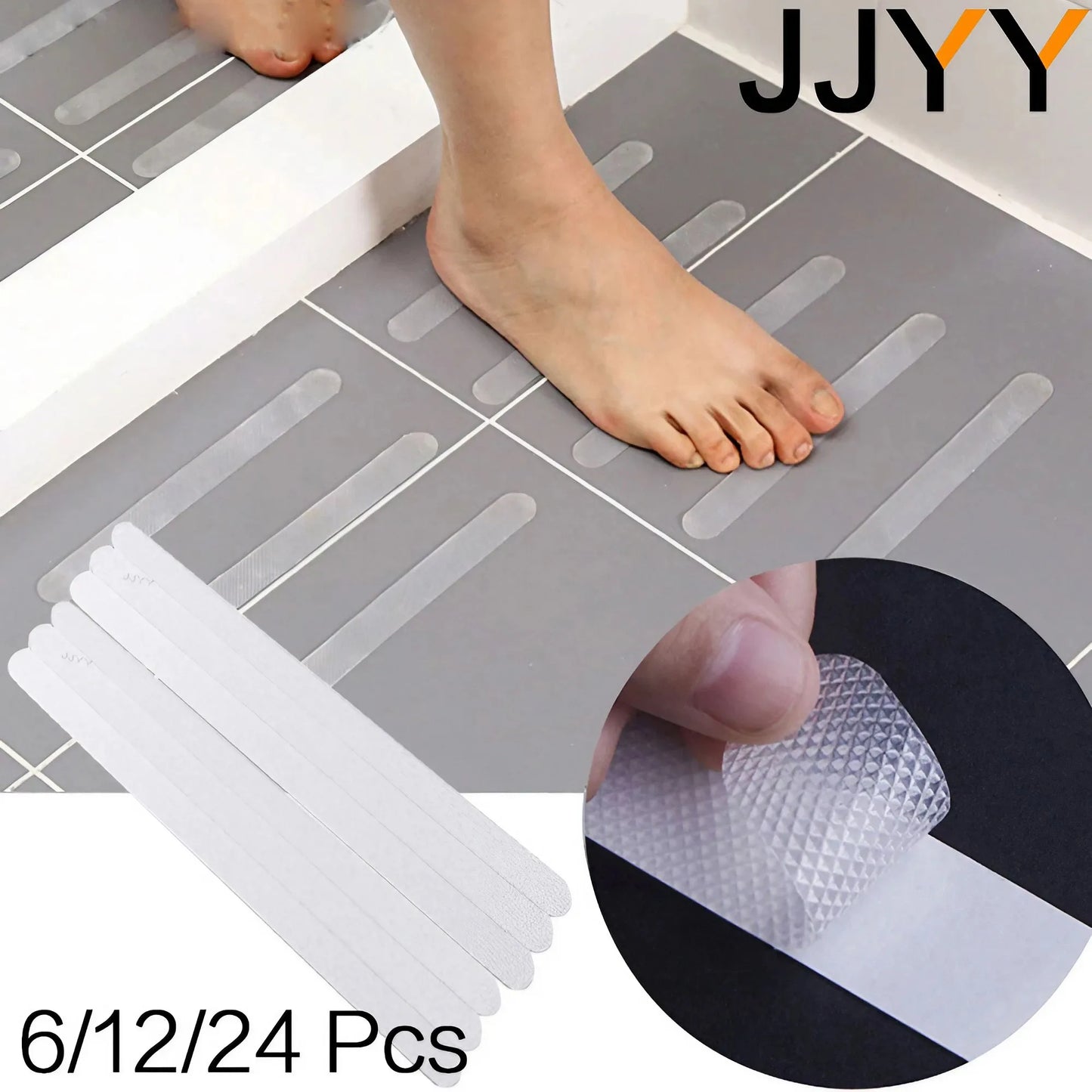 JJYY 6/12/24 Pcs Anti Slip Strips Shower Stickers Colored Non Slip Bath Safety Strips for Bathtub Shower Stairs Floor