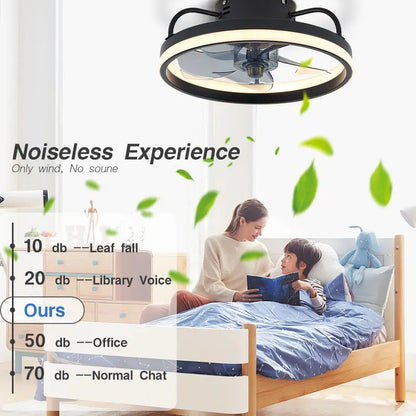 Smart Bedroom Ceiling Fans with Remote Control Low Profile 33CM 55W Dimmable LED Ceiling Fan with Lights  6 Wind Speeds Timing