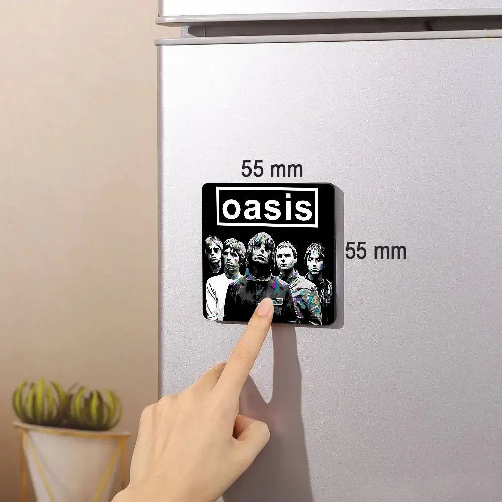 Rock O-Oasis Band  Fridge Magnet Photo Personalized For Office Family Kitchen Refrigerator Friends Gift Holiday Decor