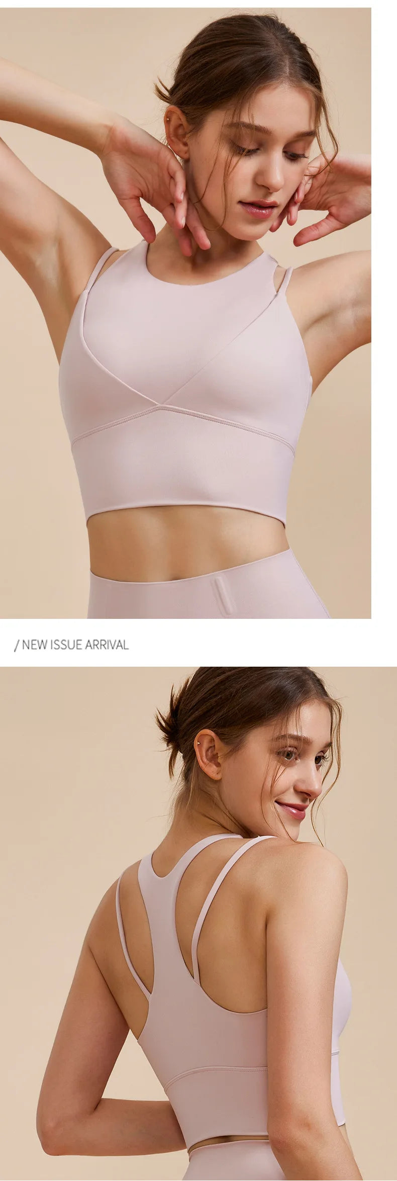 Sports Bra with Shock-absorbing Shoulder Straps for Women, Gathered Back, Fitness Bra, Running Top, New