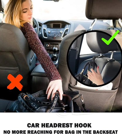 Car Seat Headrest Hook Vehicle Backpack Hooks Hanger Vehicles Holder Organizer for Purses,Bags,Cloths,Car Water Bottle Hook Seat