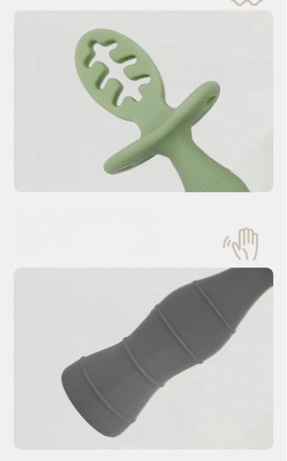 Children's Silicone Spoon Baby Soft and Resistant To Falling Infant Feeding Training Spoon Kids Auxiliary Food Spoon For Gifts