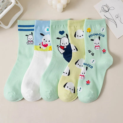Pochacco Cartoon Cotton Socks Sanrio Combed Cotton Stockings Cute Puppy Girls Stockings Children Cotton Warmer Sock