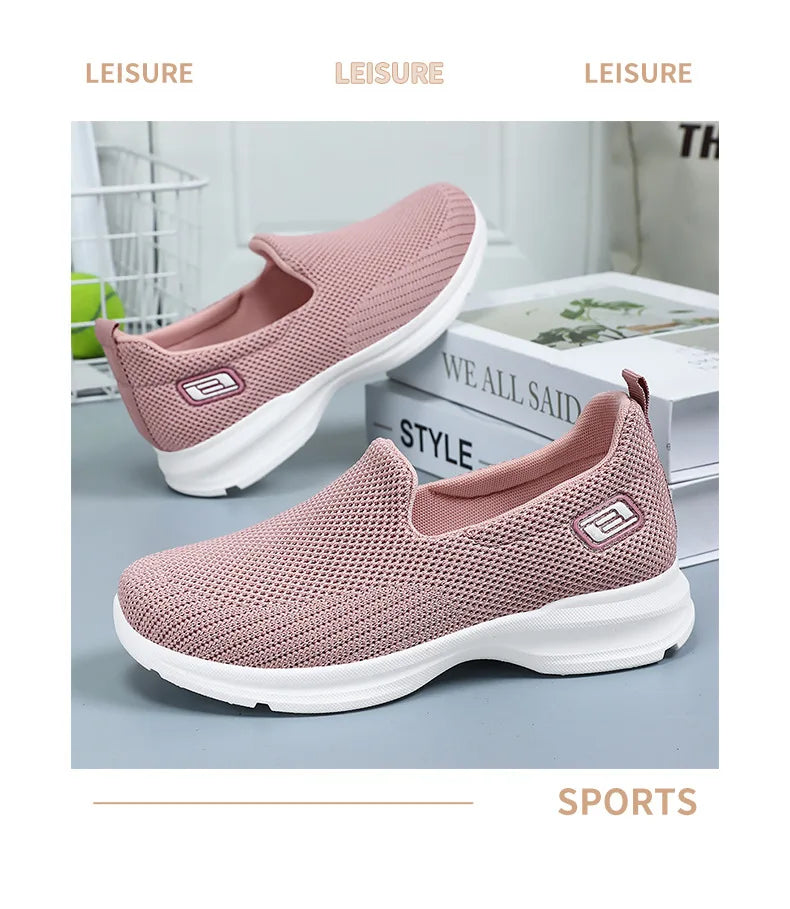 Women Vulcanized Shoes High Quality Sneakers Slip on Flats Men Loafers Breathable Mesh Walking Sneakers Women Sneakers