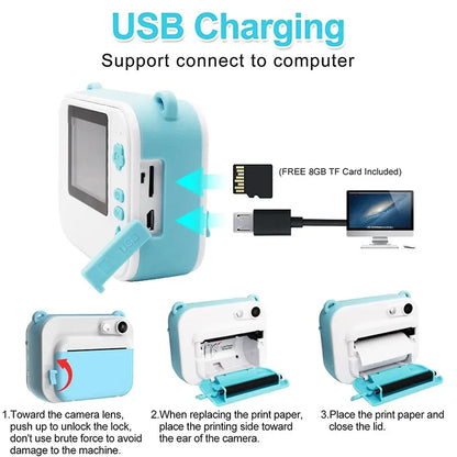 Children's Camera With Print Kids Instant Print Camera Digital Photo Camera Girl's Child Camera Video Boy's Birthday Gift