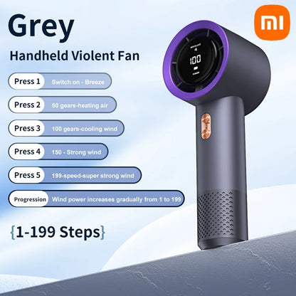 Xiaomi Portable Handheld Electric Fan High Speed Bladeless Fan USB Charging Silent Air Conditioner Digital Display Electric Fan