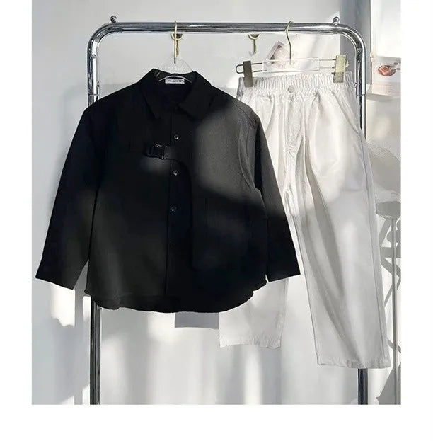 Boys Baby's Kids Blouse Jacket Outwear 2023 Black Spring Autumn Shirts Cotton Gift Plus Size Children's Clothing