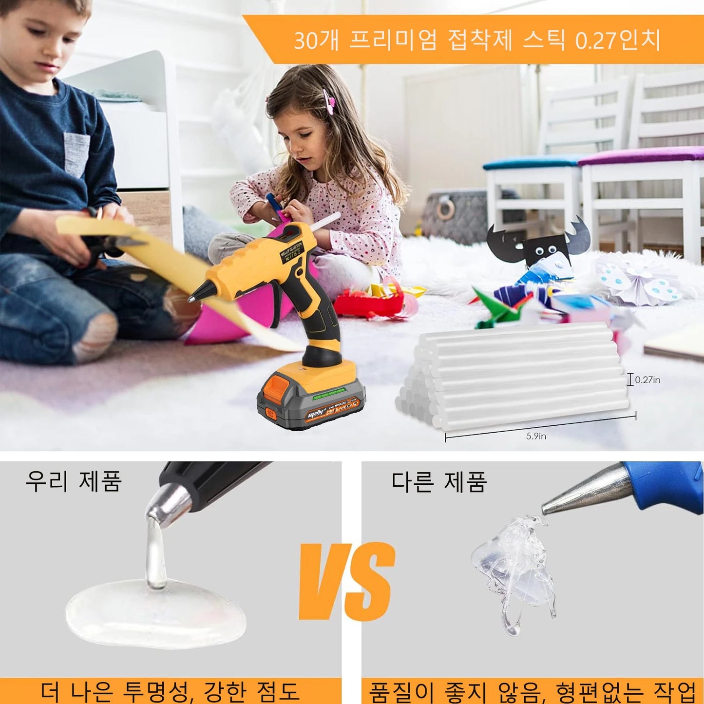 Cordless Hot Glue Gun Compatible with Dewalt 18V 20V Battery for Arts/Crafts/Diy/Repairs(Tool Only)with 30Pcs 7*150mm Glue Stick