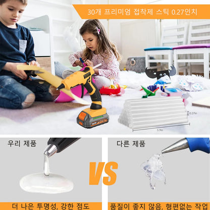 Cordless Hot Glue Gun Compatible with Dewalt 18V 20V Battery for Arts/Crafts/Diy/Repairs(Tool Only)with 30Pcs 7*150mm Glue Stick