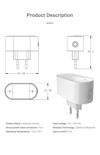 Tuya ZigBee Gateway Hub ZigBee/Bluetooth Mesh Plug-in Type Multi-mode  Gateway Bridge  Hub Supports Smart Home Automation