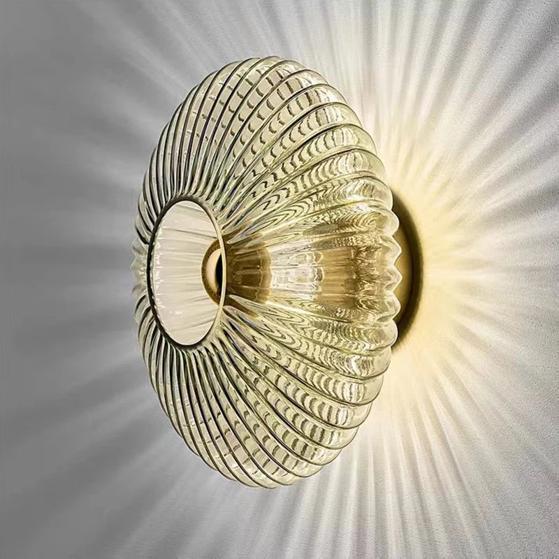 Nordic Glass Wall Lamp Retro Corrugated Design Suitable For Decorative Wall Lamps In Corridor Bedrooms Living Rooms Study Rooms