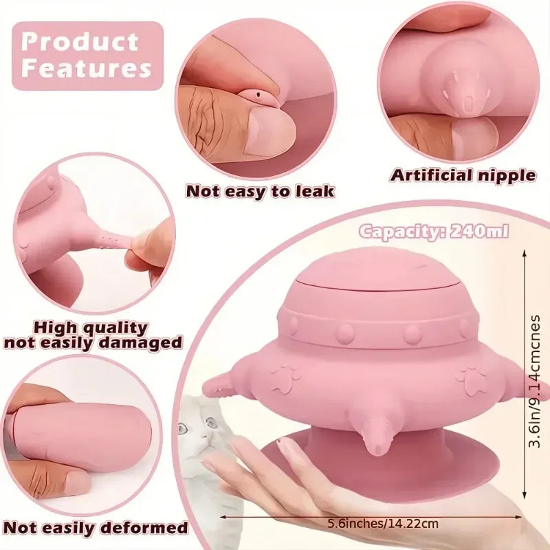 Kitten Puppy Nursing Silicone Milk Sucking Bowl Simulated Bottle Feeding Anti-Choking Anti-Spill Food-Grade Slow Feeder Bowl