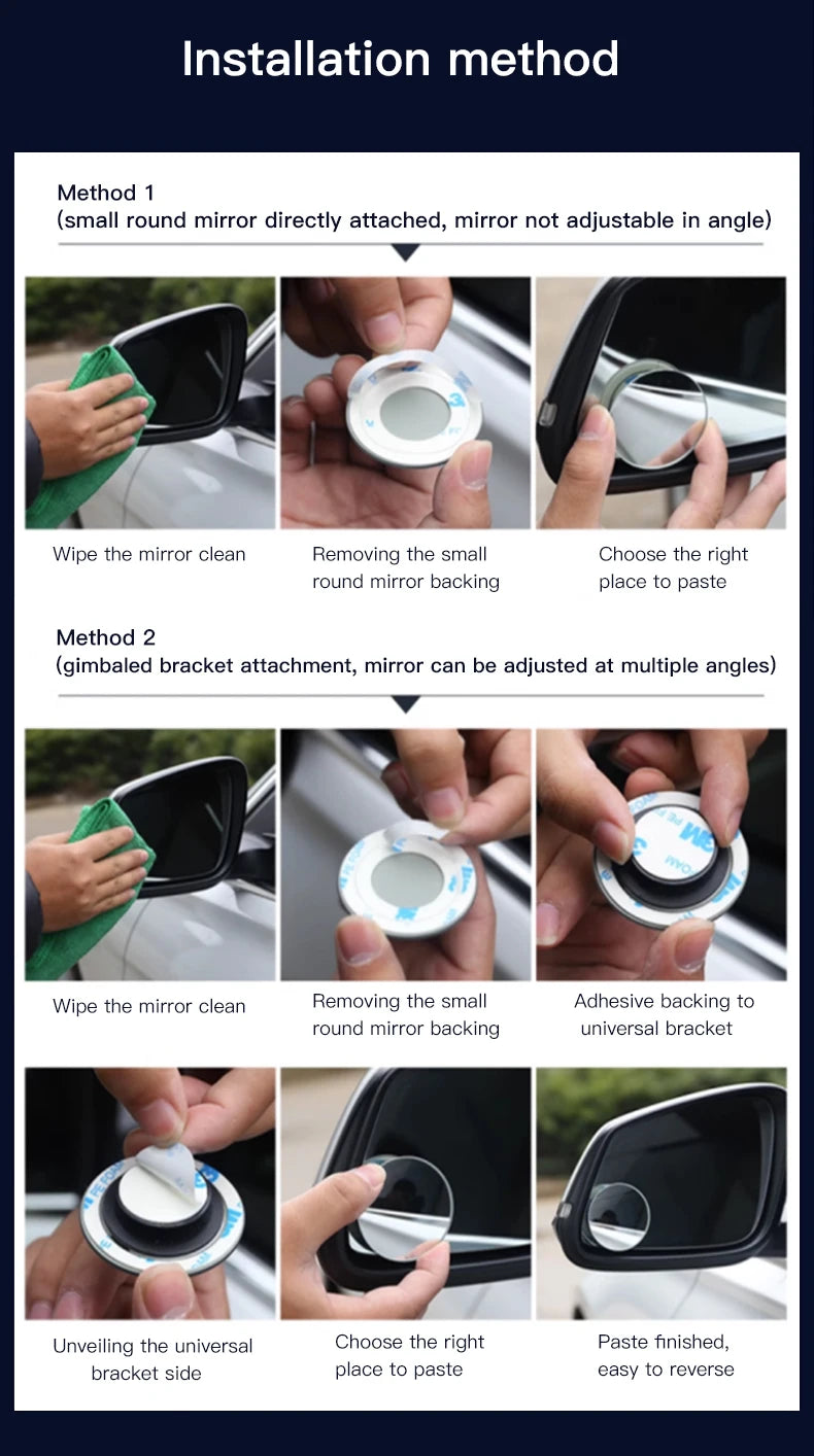 Car Rearview Mirror 360° Small Round Mirror Auto Accessories