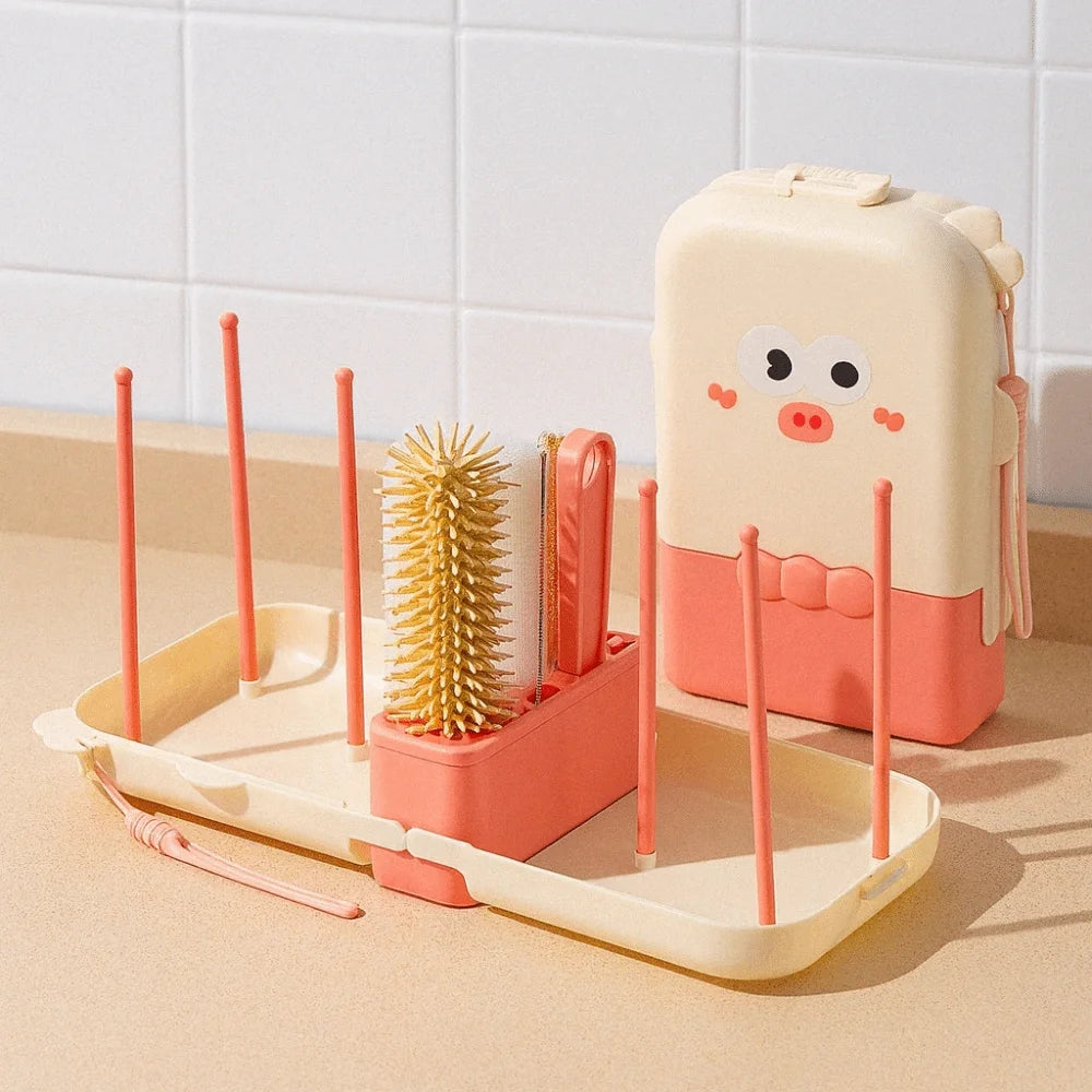 Silicone Baby Bottle Brush Set Soft Bristles Flexible Cup Cleaning Brushes with Storage Box Feeding Bottle Cleaners