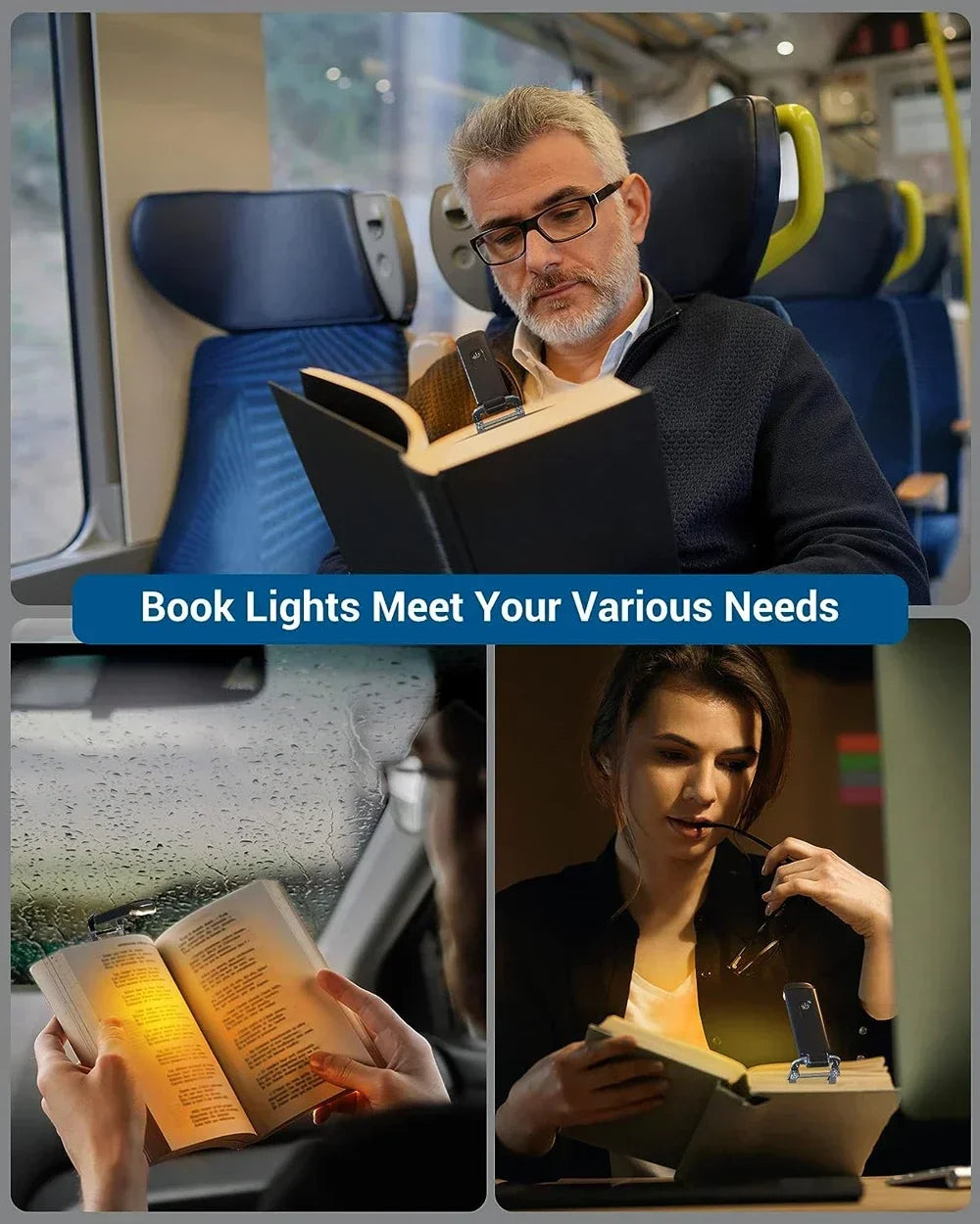 LED USB Rechargeable Book Light Reading Light Eye Protection Night Light Portable Clip Desk Light Bookmark Read Light Night Lamp