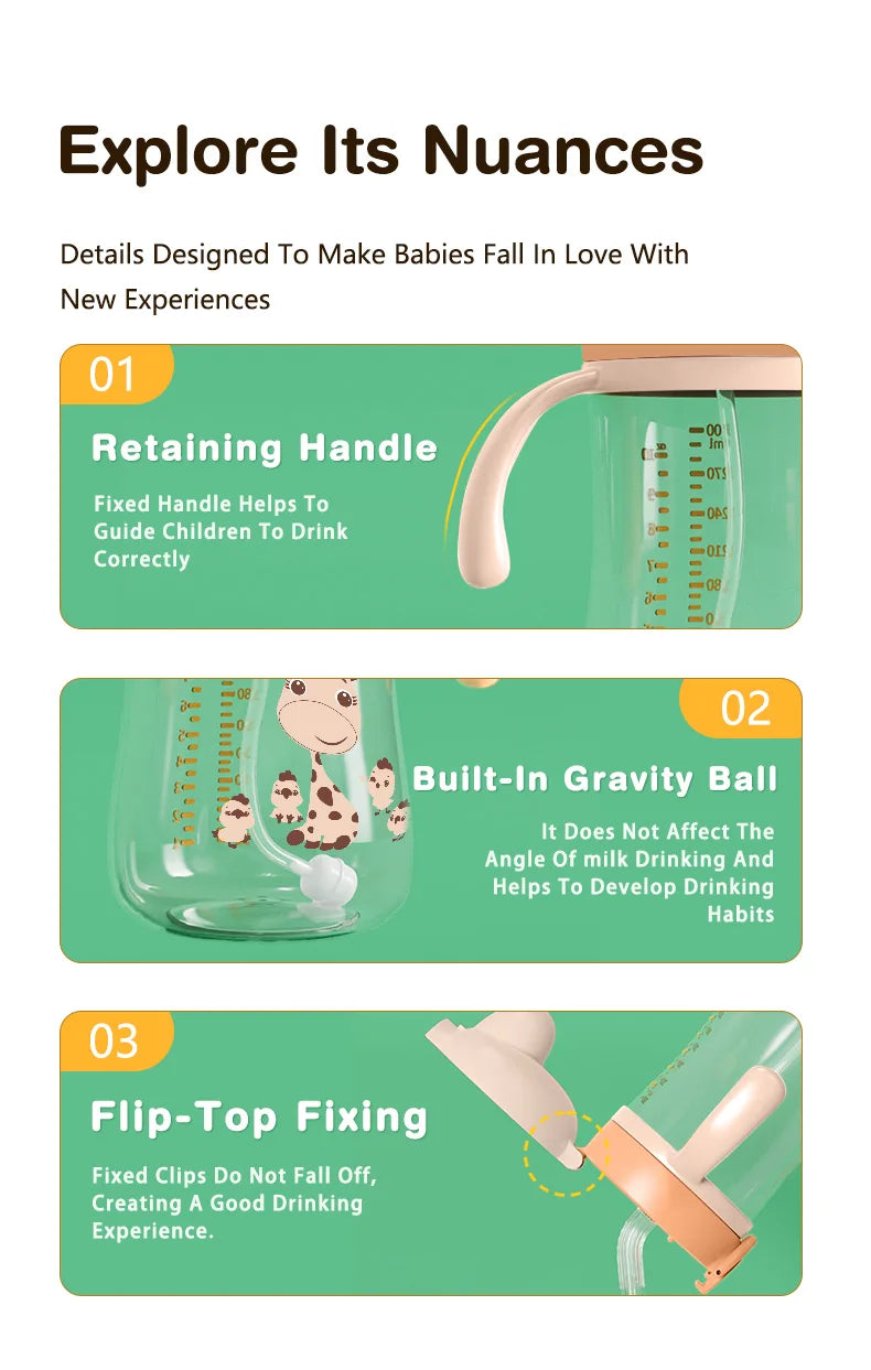 Portable Baby Water Bottles 300ml Baby Feeding Cup With Straw Children Learn Feeding Drinking Bottle Kids Training Cups BPA Free