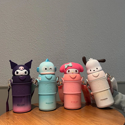 560ml Sanrio Kuromi Stainless Steel 316 Thermos Kawaii Hello Kitty Cinnamoroll Melody Kids Vacuum Flask Water Bottle Tumbler