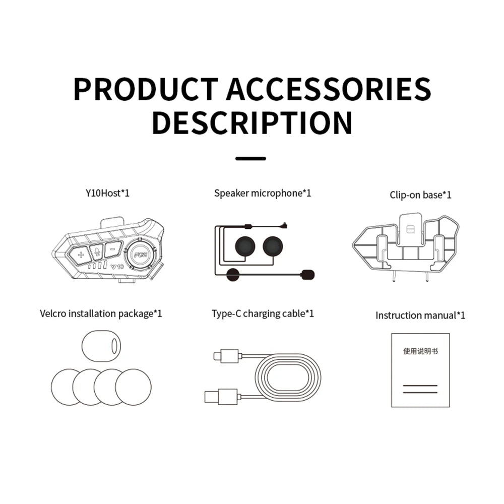 Bluetooth Motorcycle Helmet Headset 5.3 Wireless IPX6 Waterproof Noice Reduction Earphone 2000mah Long Standby Handsfree